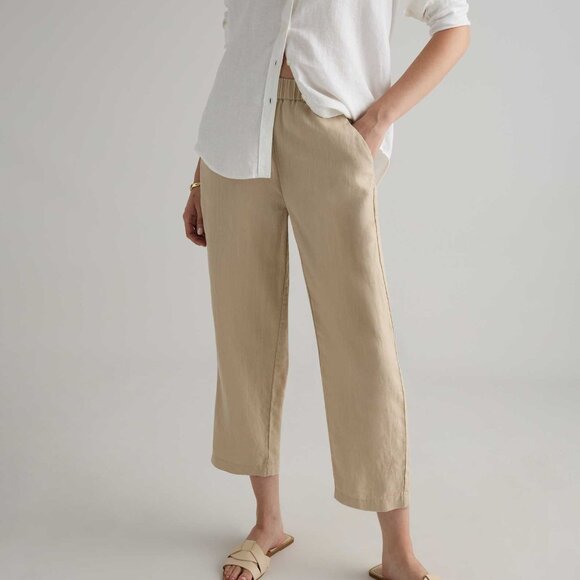 QUNICE M Driftwood 100% European Flax Linen Pants - Picture 1 of 9